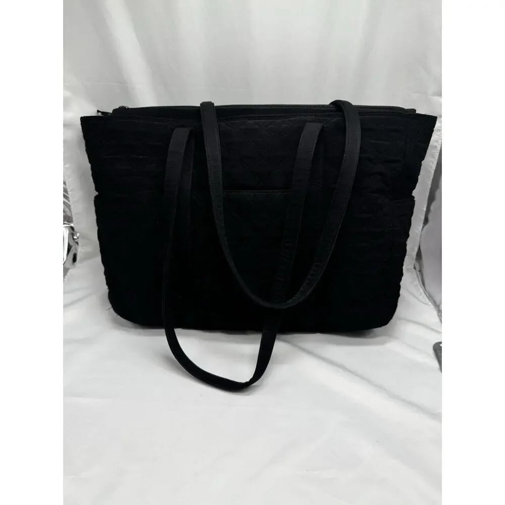 Vera Bradley Baby Diaper Bag Black Paisley Lined Quilted Tote Travel Workout